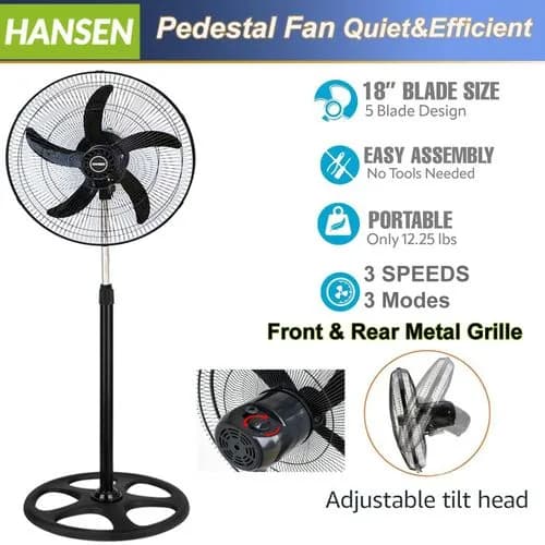 Hansen 18-Inch 3-Speed Standing Fan
