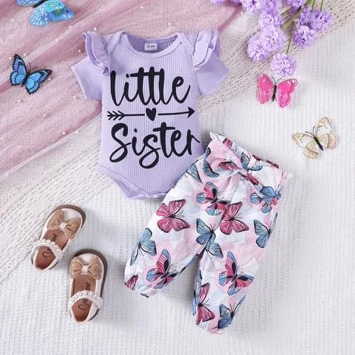 Catpapa Baby Girls Bodysuit and Pants Set