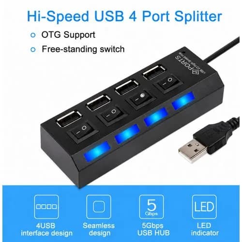 4-Port USB Hub with Independent Switches