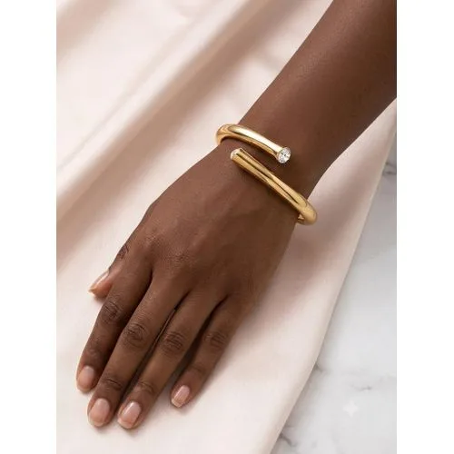 Luminous Cross-Over Gold Cuff Bangle