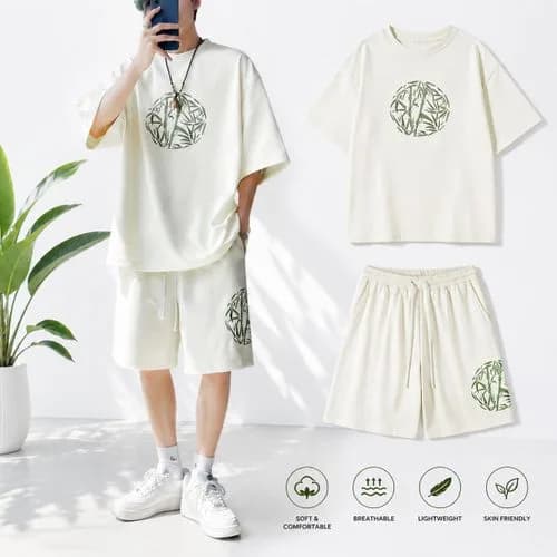 TOUPHY Men's Casual Sports T-Shirt & Shorts Set