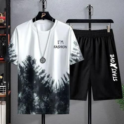 Dou-color Men's 2-in-1 T-shirt and Shorts Set