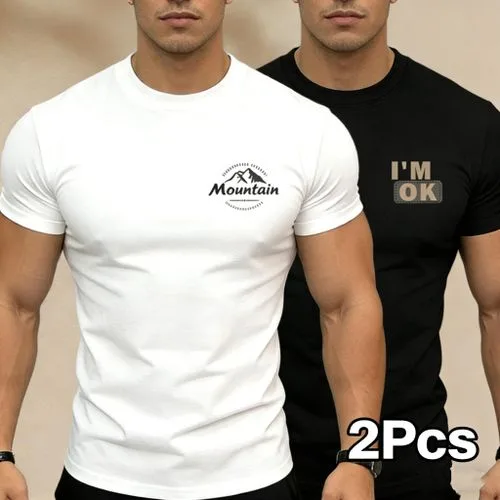 TOUPHY 2 PCS Mens Trendy Short sleeved T-Shirts