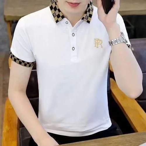 Dou-color Men's Embroidered Polo T-shirt