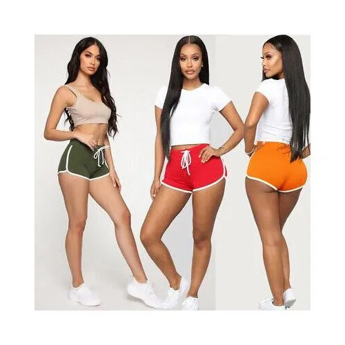 Ladies Waffle High-Waist Elastic Shorts