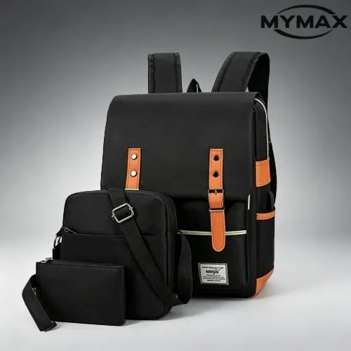 Trim Canvas Backpack Set