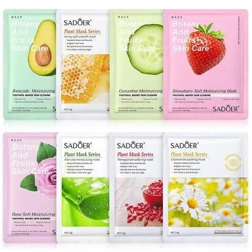 SADOER 8 Pcs Fruit Face Mask & Anti Wrinkle Moisturiz-ing