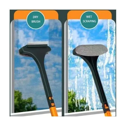 2-in-1 Double-Sided Window Cleaning Brush with Scraper