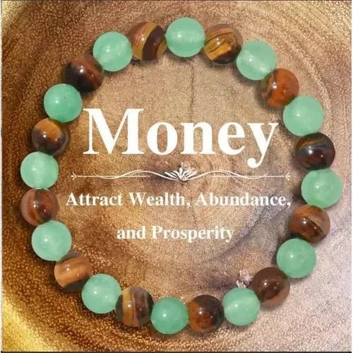 Money Wealth Success Bracelet Pure natural stone Green AventurineTiger Eye Attract Wealth Crystal…