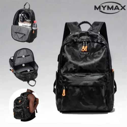 Heavy Duty Waterproof Comfort Padded Men PU Laptop Backpack Built-in USB Charging Port Hidden…