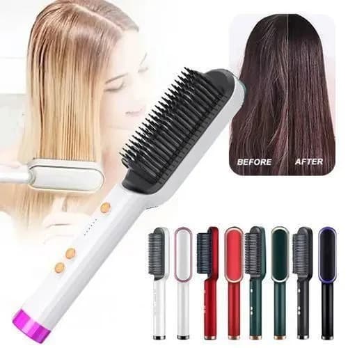 Dou-color 2-in-1 Electric Hot Comb and Curler Brush