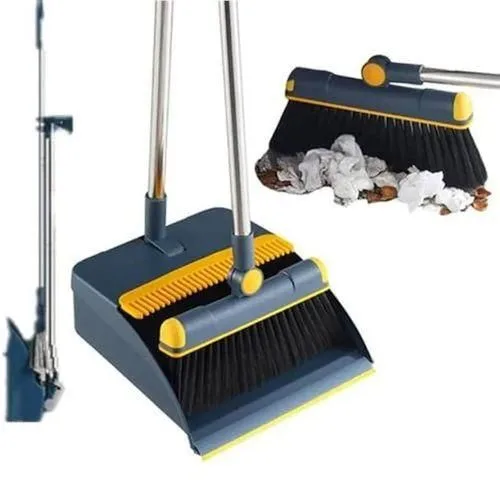 Long Handled Dustpan and Brush Scoop with Teeth for Home