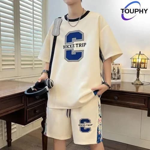TOUPHY Men's Cotton T-Shirt and Shorts Set
