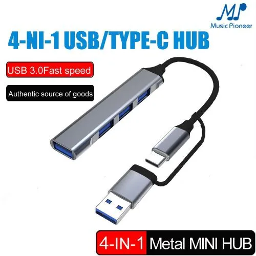 Music Pioneer 4-in-1 USB and Type-C Hub