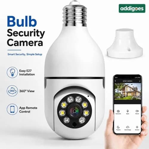 Addigoes 2.4GHz WiFi Light Bulb Security Camera