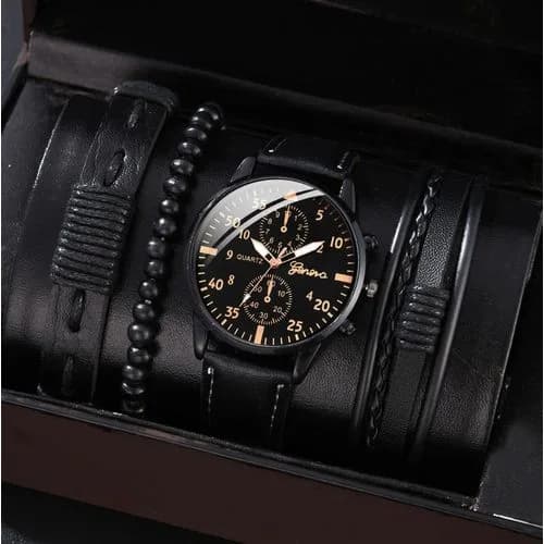 Men's Quartz Watch and Bracelet Set